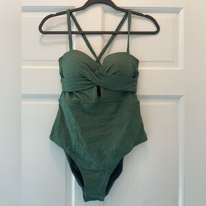 Cupshe M Medium Dark Green Algeria back tie one piece swimsuit
